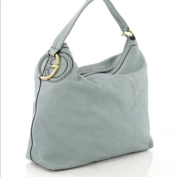 Gucci Twill Hobo Leather vguc - Picture 1 of 8